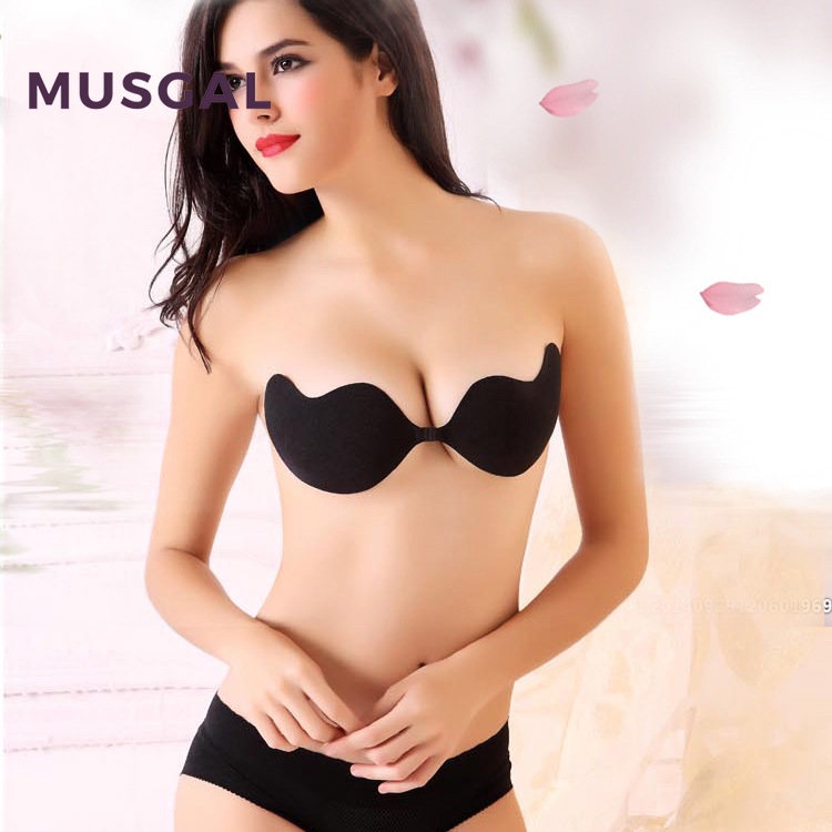 1 Cặp Miếng Silicone Dán Ngực Tàng Hình Màu Trơn Cho Nữ