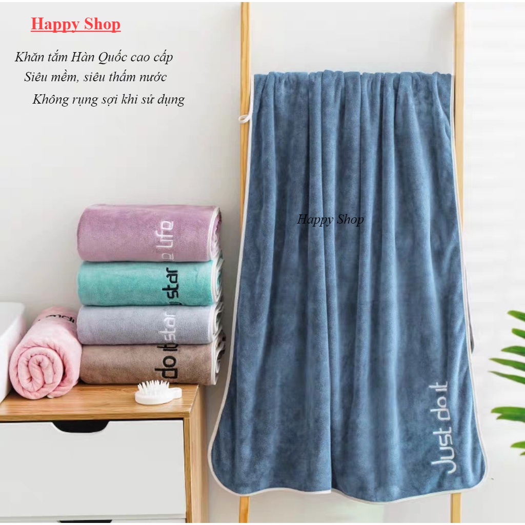 Khăn tắm chất lượng cao siêu mềm mịn với khổ lớn 70x140cm Happy Shop