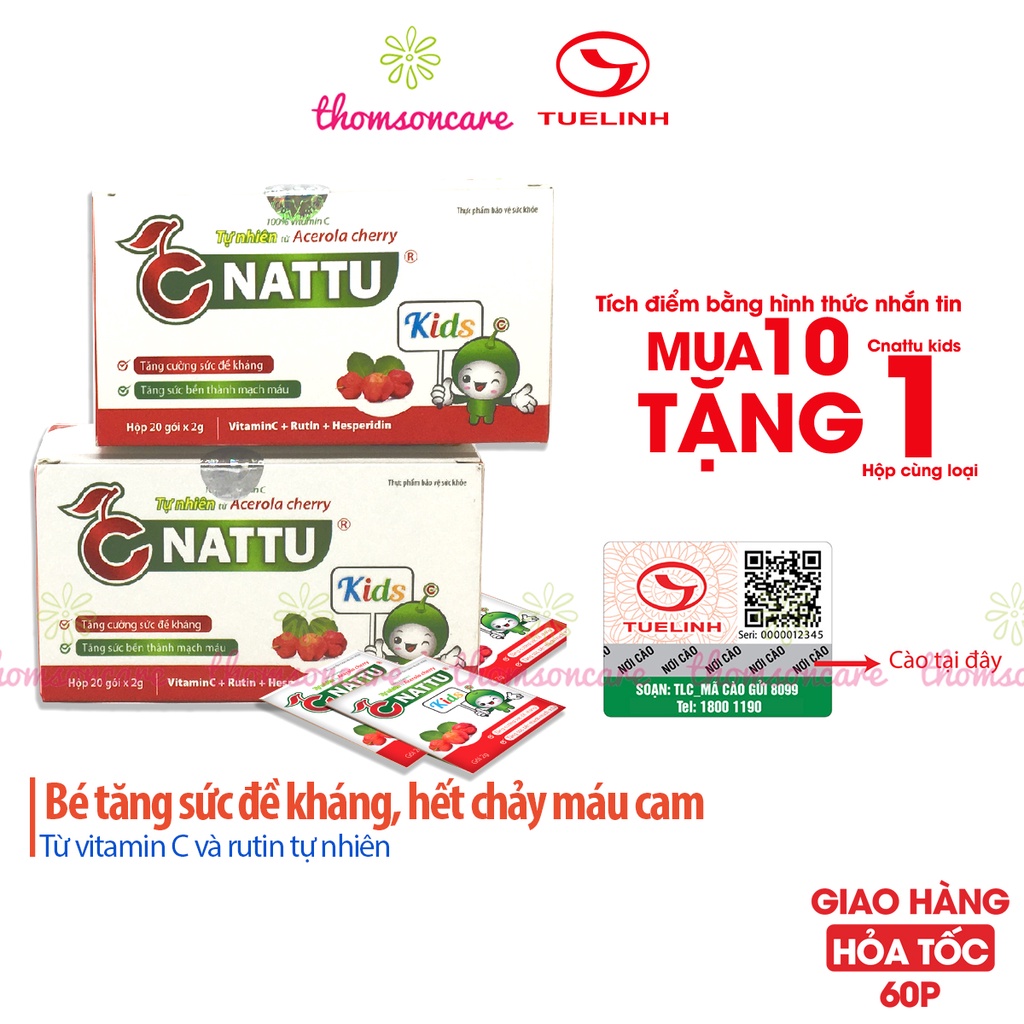 C Nattu kids - bổ sung vitamin C, tăng sức đề kháng cho bé của dược Tuệ Linh, giảm chảy máu cam cho trẻ