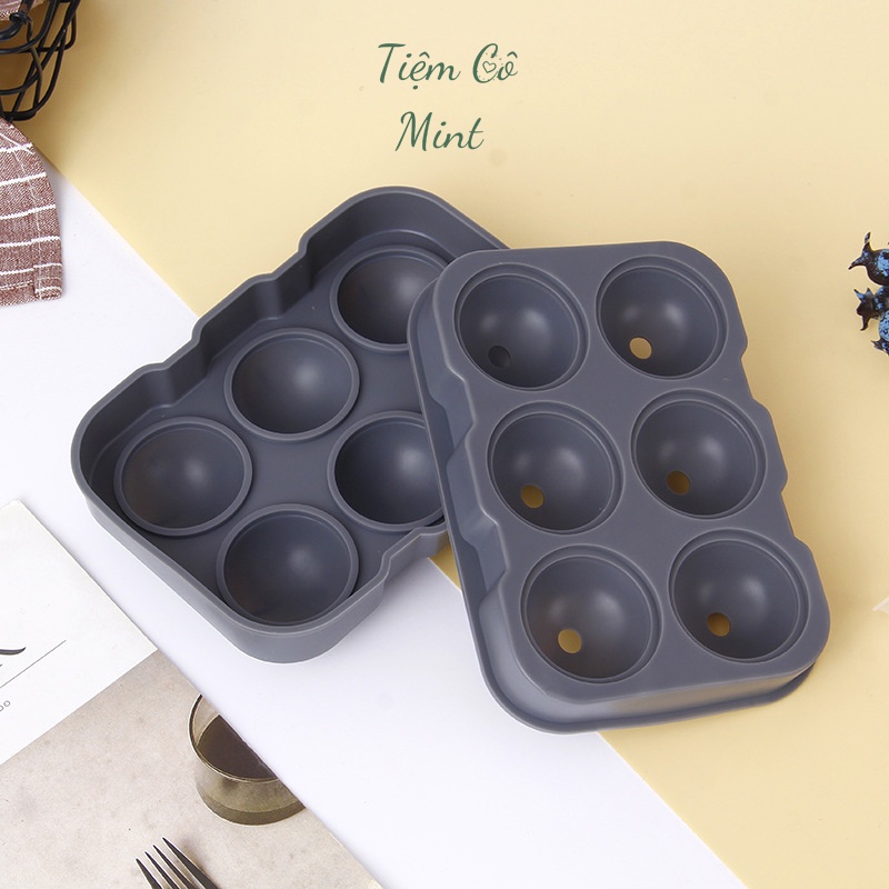 Khay Làm Đá Tròn 6 Viên 3D Bằng Silicon Cho Đồ Uống Nhà Bếp,Quầy Bar
