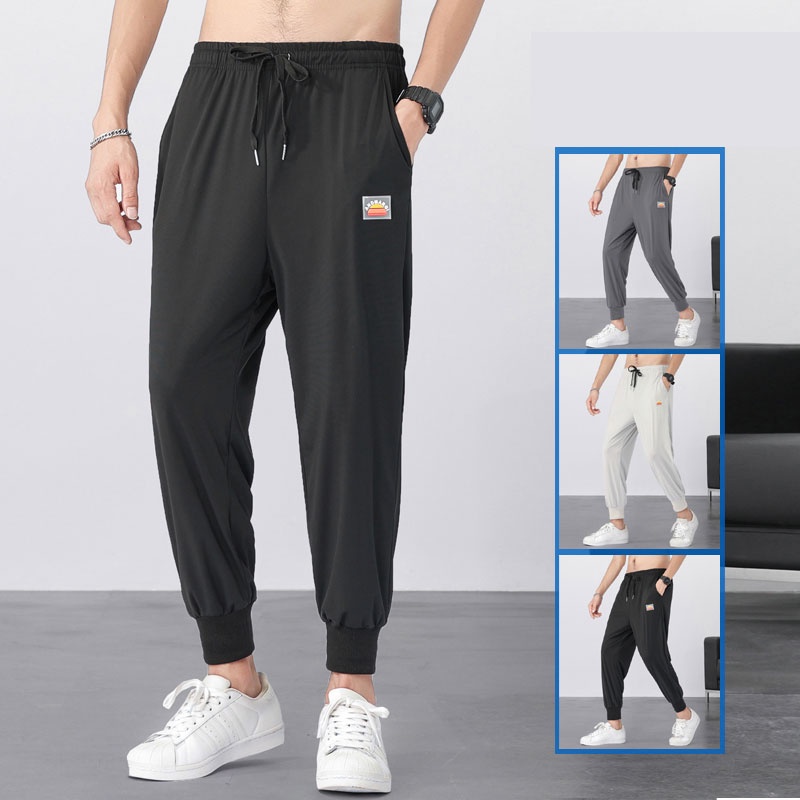 Quần Dài Thể Thao Bằng Lụa Mát Mỏng Thoáng Khí Khô Nhanh Thời Trang Mùa Hè Mới Cho Nam