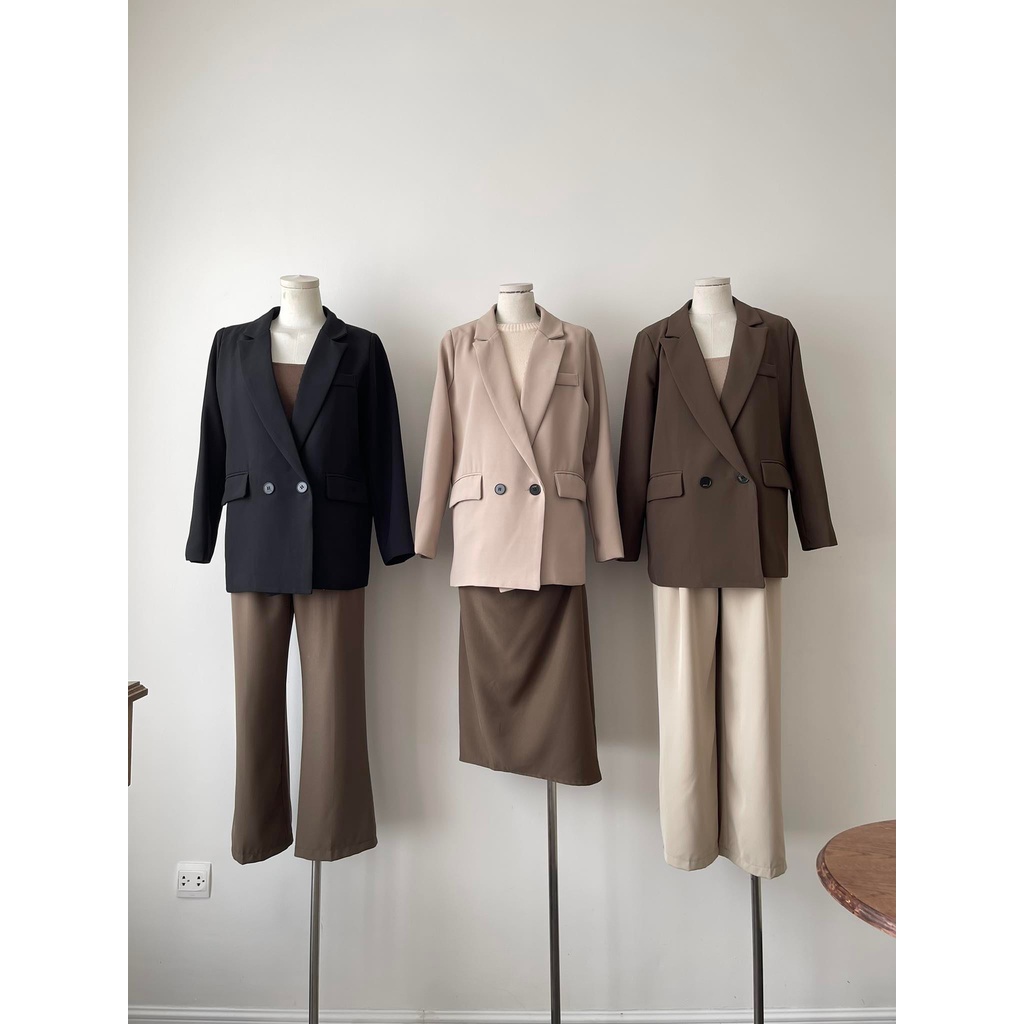 6091 ÁO BLAZER HAI CÚC NGANG NẮP TÚI
