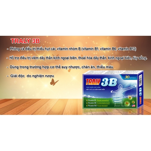 Viên uống Traly 3B phòng và điều trị thiếu hụt các vitamin nhóm B  Trang Ly Pharma