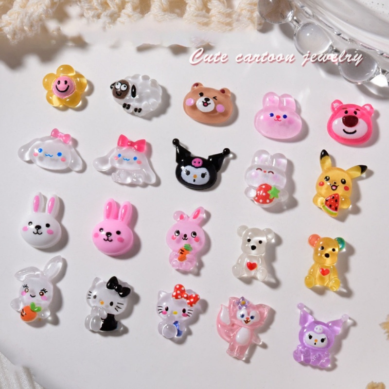 Set 10 Phụ Kiện Trang Trí Móng Tay Nghệ Thuật Hình Gấu Đính Đá Pha Lê Đẹp Mắt Charms