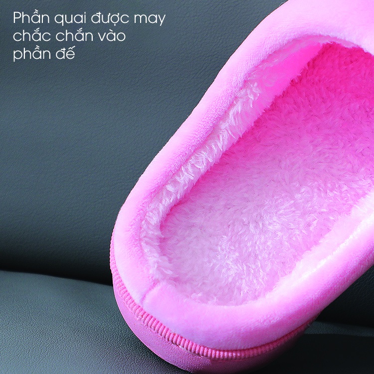 Dép bông đi trong nhà mùa đông, dép lông unisex đế cao su bám sàn tốt, mềm dẻo, êm chân quai 2 sọc chéo TDO