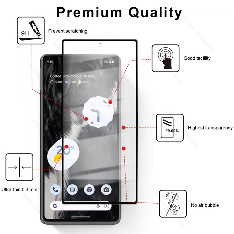2pieces Curved Screen Protector Tempered Glass Film For Google Pixel 7 Pro 5G Protective Glass