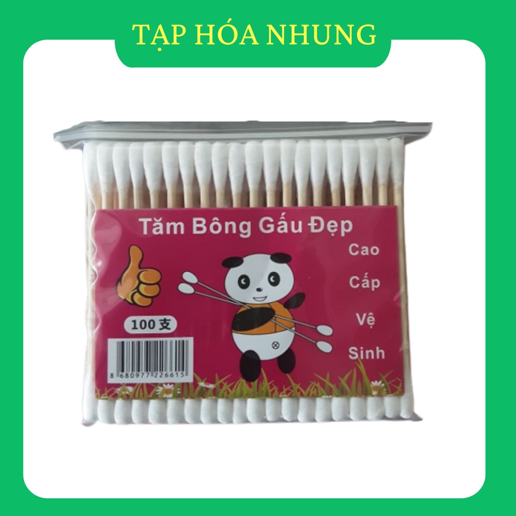 1 gói tăm bông cán gỗ gấu đẹp cao cấp ( 100 que)