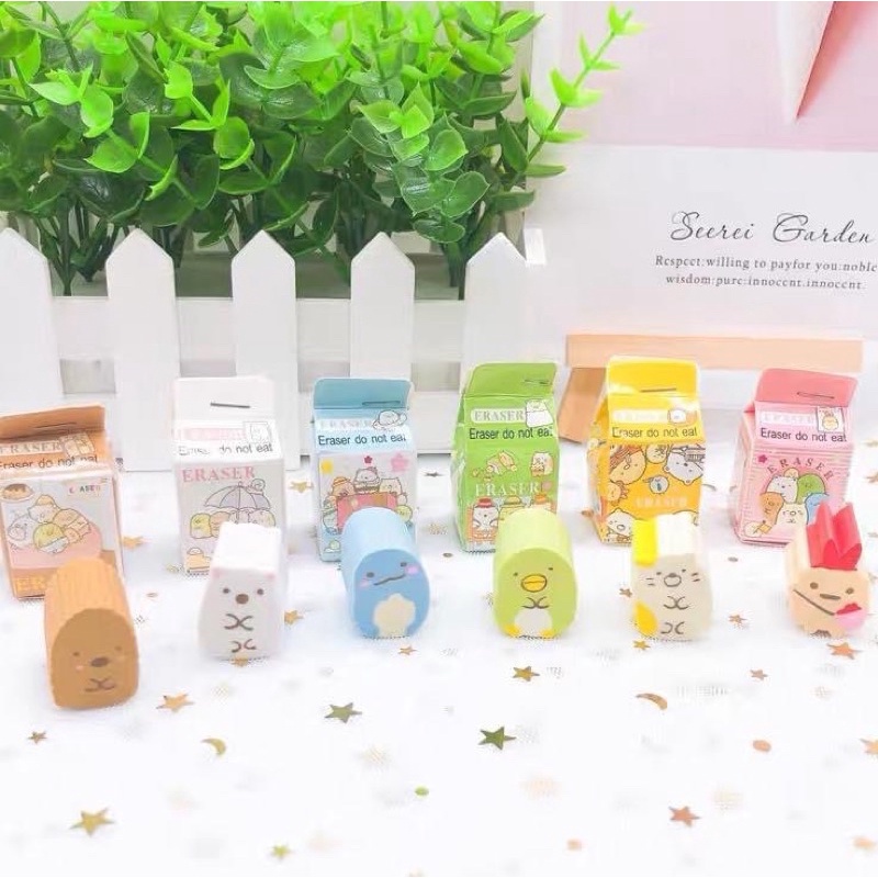 Tẩy gôm hoạt hình dễ thương vỏ hình hộp sữa