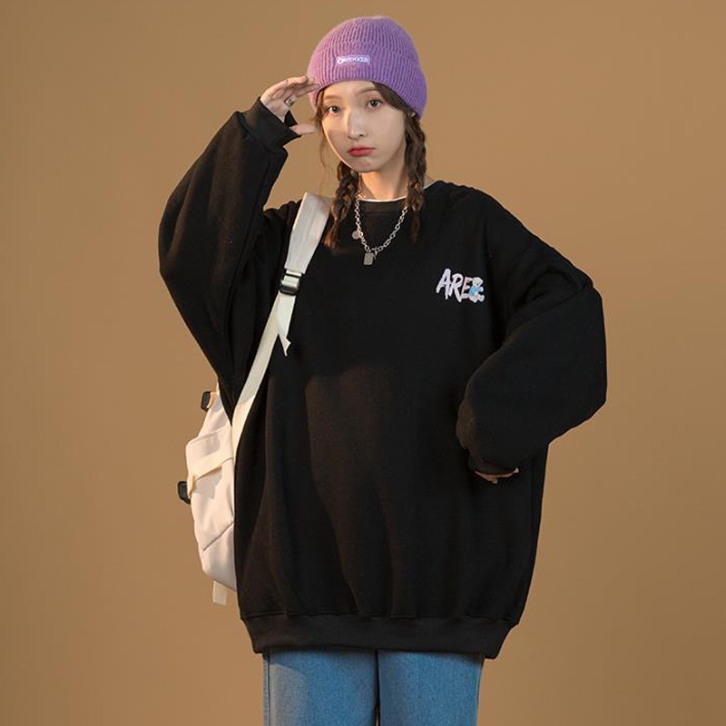 IELGY    Áo sweater Cổ Tròn Phong Cách Thời Trang Đường Phố Cho Nữ