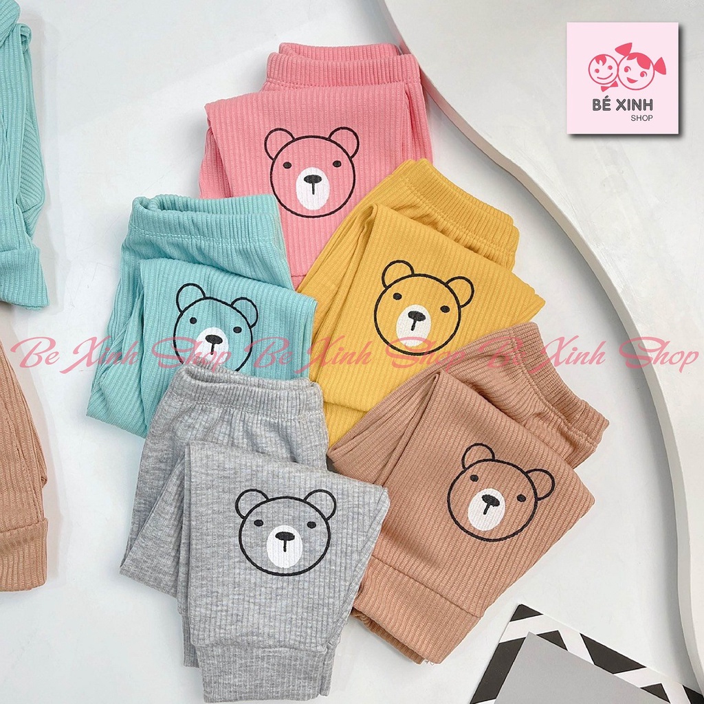 Đồ Bộ Dài Tay Thu Đông Cho Bé Trai Bé Gái Mikko Mom  Bộ Đồ Ngủ Thu Đông Thun Len Tăm Cho Bé Trai Gái TAI GẤU 2