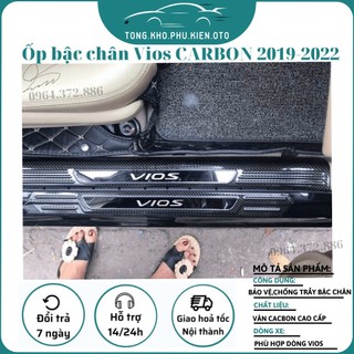 Ốp bậc cửa, nẹp bước chân trong ngoài CARBON xe Toyota Vios 2019- 2020- 2021- 2022 vân cacbon - hàng cao cấp