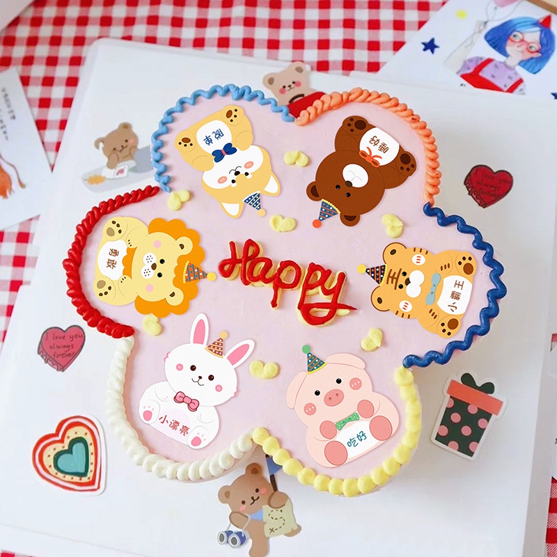 Phụ Kiện Trang Trí Bánh Kem Hình Động Vật Hoạt Hình Dễ Thương