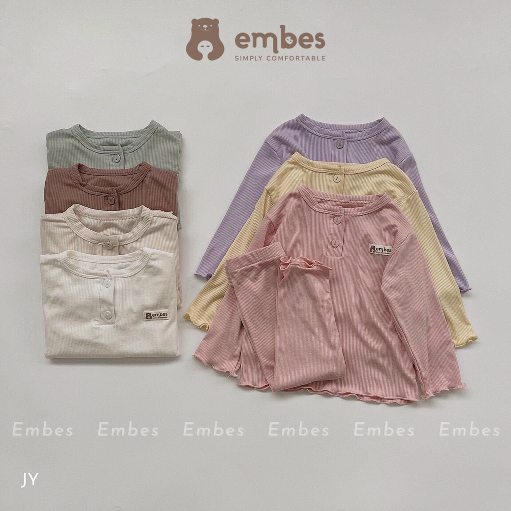 Bộ thun gân dài tay Embes cho bé gái từ 6 - 17 kg