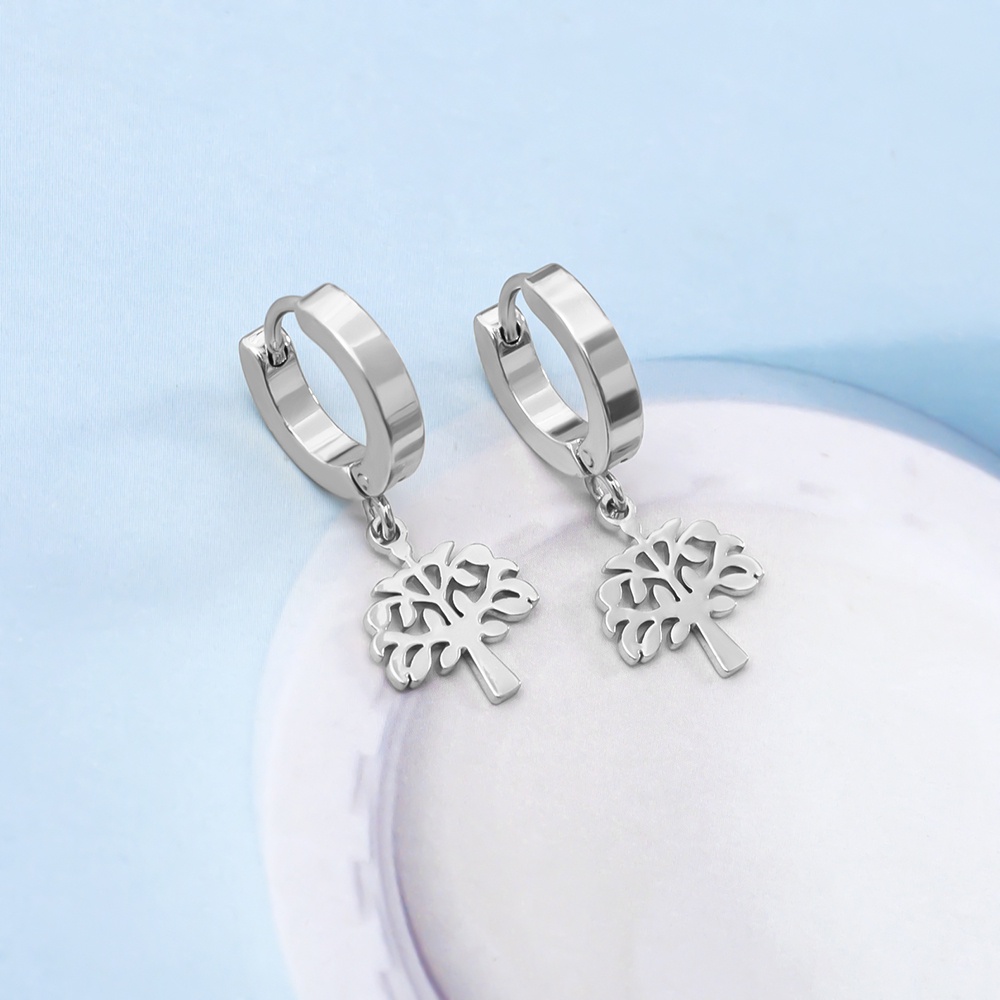 1 Đôi Khuyên Tai Tròn Bằng Thép Không Gỉ Màu Sắc Bạc Hình Bướm / Xương Rắn Phong Cách Punk Dành Cho Nam Nữ