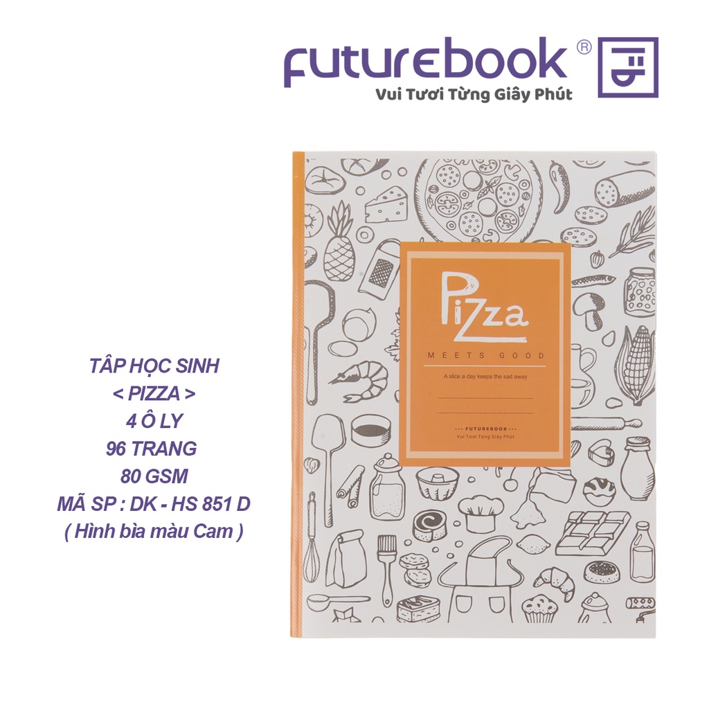 Tập Học Sinh Pizza - 4 Ô ly - 80 Gsm. Phong cách Hàn Quốc- VPP FUTUREBOOK. Giao mẫu ngẫu nhiên.