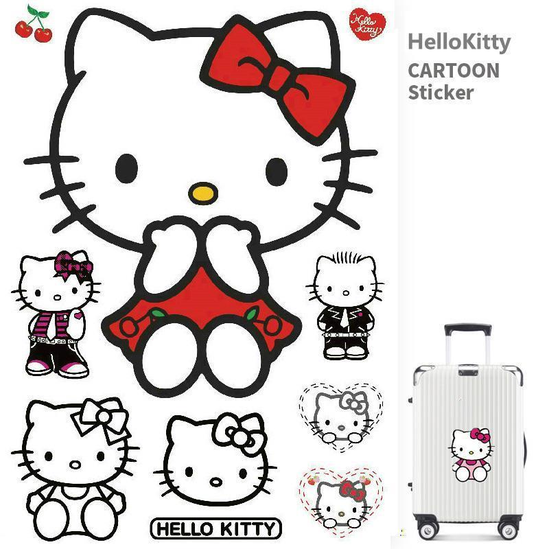 Miếng Dán Trang Trí Vali / Máy Tính / Ván Trượt / Guitar Hình Mèo Hello Kitty Dễ Thương Chống Thấm Nước