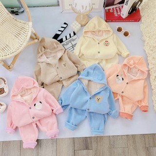 Bộ quần áo trẻ em nhung lót nỉ siêu ấm cho bé từ 6kg đến 12kg - a shop 01
