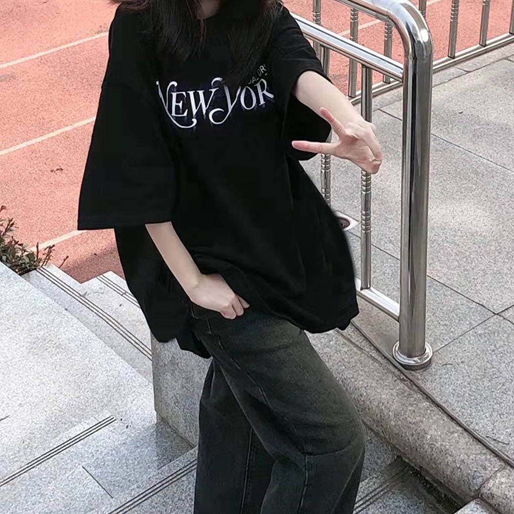 NRVP Áo Thun Unisex Mùa Hè Dáng Suông Tay Cộc Phong Cách Hàn Quốc Cho Nam Nữ