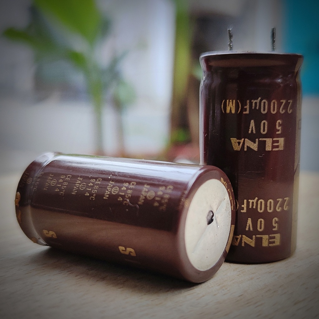 Cặp Tụ điện Elna SILMIC 2200uF/50V tháo đầu CD (2 con tụ)