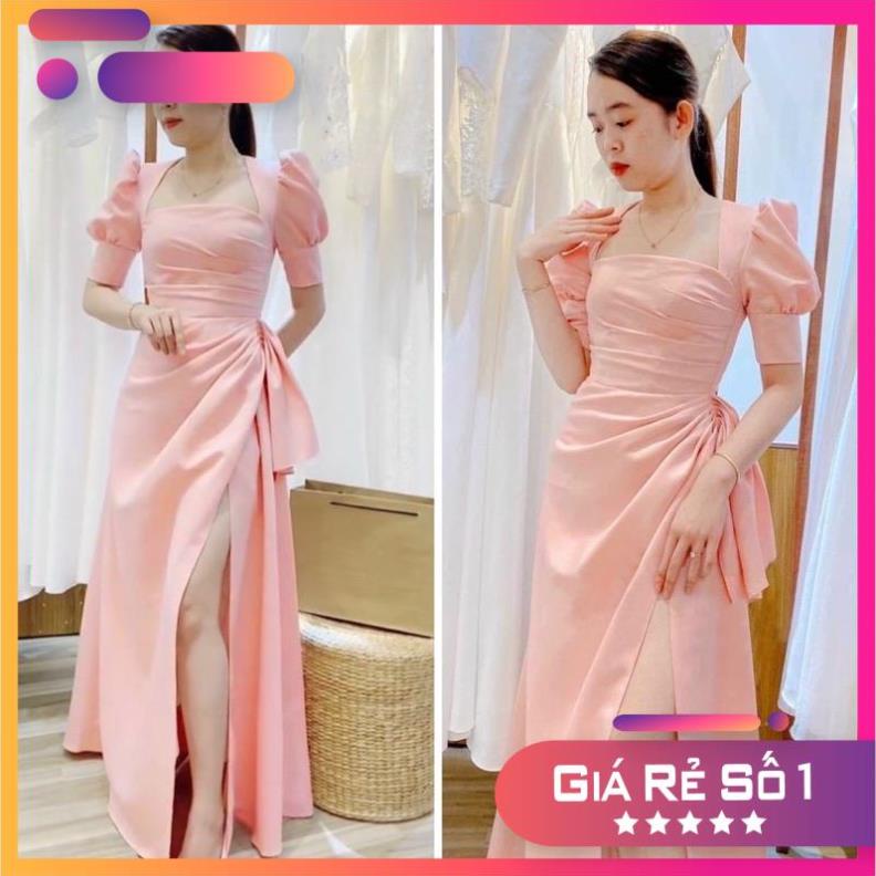 Đầm maxi cô dâu đi bàn xoè cổ U chéo TRIPBLE T DRESS - size S/M/L - MS29Y
