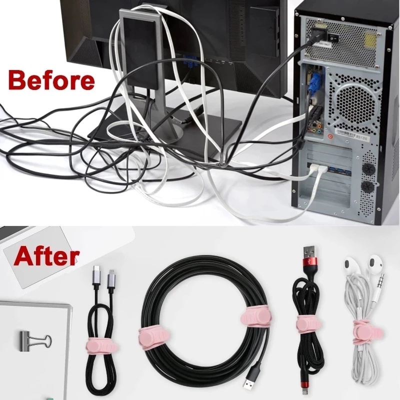 1 Dây Quấn Cáp Điện Thoại Bằng Silicon Mềm Co Giãn Màu Trơn Đa Năng Có Thể Tái Sử Dụng