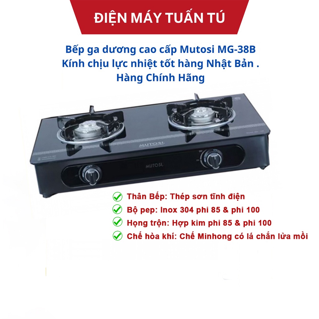Bếp ga dương Mutosi MG-38B Kính chịu lực nhiệt tốt hàng Nhật Bản chính hãng