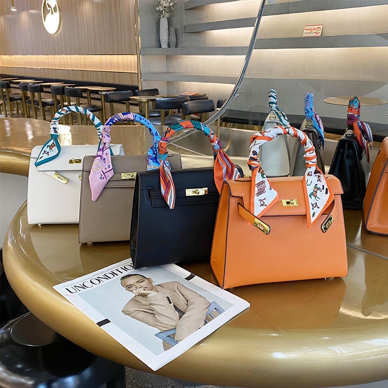 FAA6 Hermès Kelly bag palm print soft leather handbag 2022 new fashionable autumn and winter single shoulder messenger bag all-match lock buckle women's bag