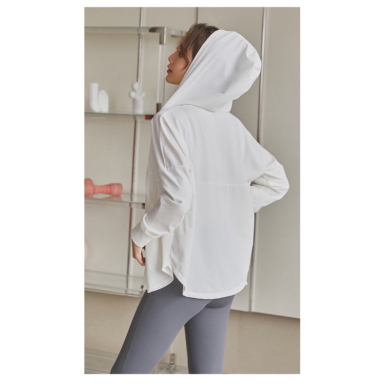 Áo Khoác Thể Thao Dáng Rộng Có Nón Nhanh Khô Phối Khóa Kéo Thời Trang Cho Nữ