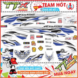 Tem xe sirius trắng xanh gp - tem rời sirius lửa xanh gp siêu đẹp - mẫu tem sirius xanh gp trắng