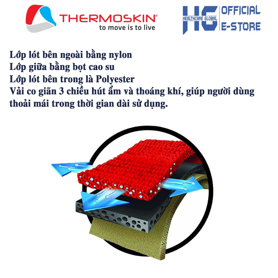 Băng nẹp khớp khuỷu tay THERMOSKIN giúp nén cơ toàn bộ vùng trên, dưới khuỷu tay khi chơi thể thao vận động tay mạnh