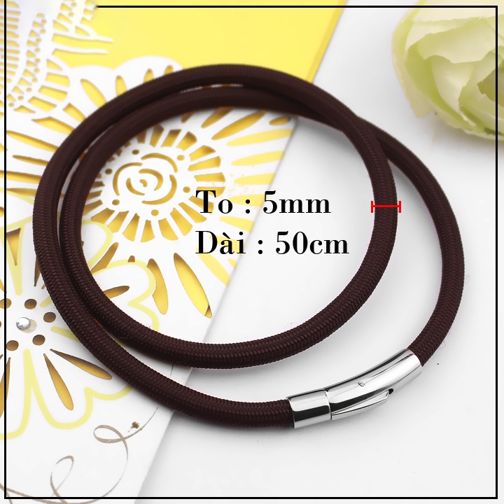Dây chuyền dù thái 5ly màu nâu cà phê khóa inox vip thể hiện đẳng cấp phái mạnh