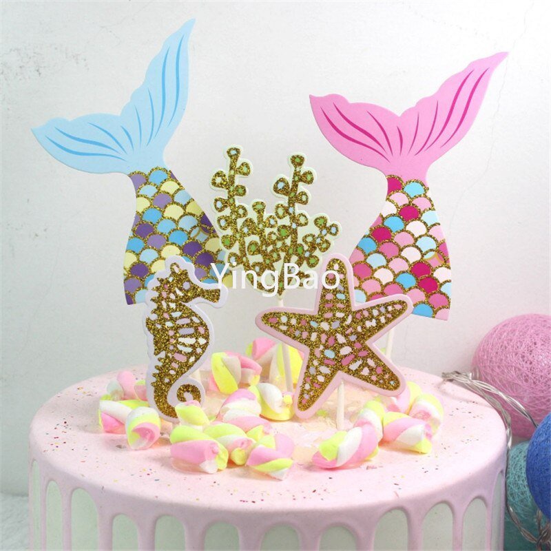 Topper Trang Trí Bánh Kem Hình Đuôi Nàng Tiên Cá