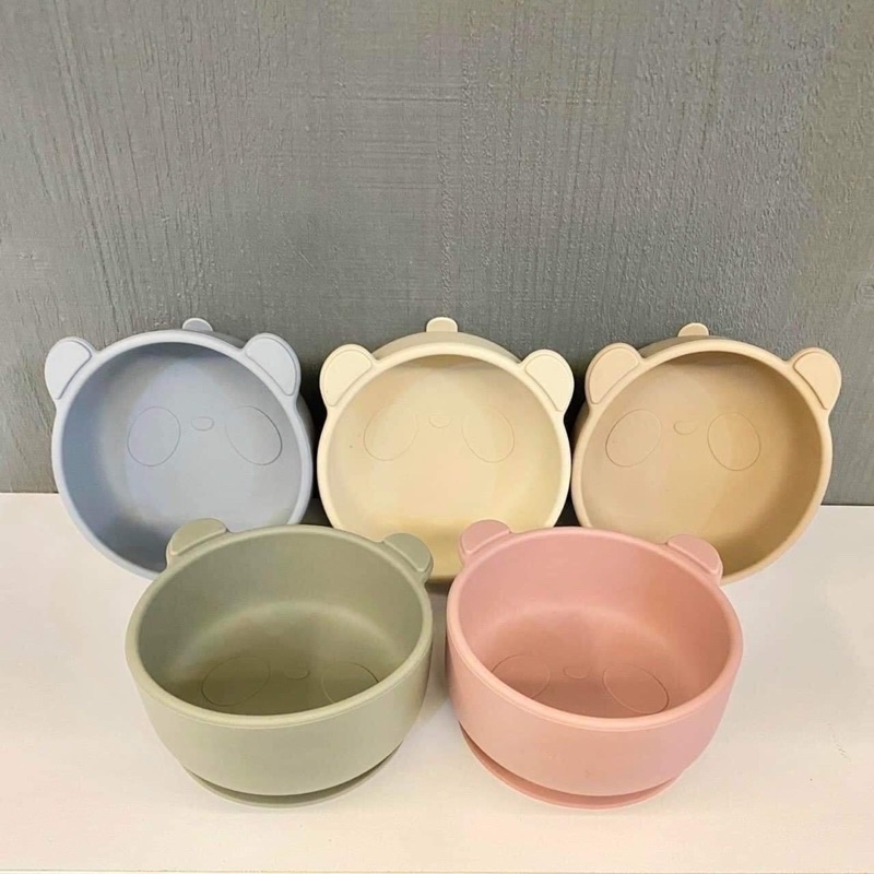 Bát ăn dặm silicone hình gấu có đế hít Bar rot cao cấp cho bé