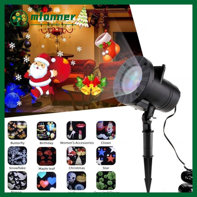 Đèn LED Chiếu Sân Khấu Mfonner Hình Bông Tuyết Điều Khiển Bằng Giọng Nói Kèm 12 Thanh Trượt