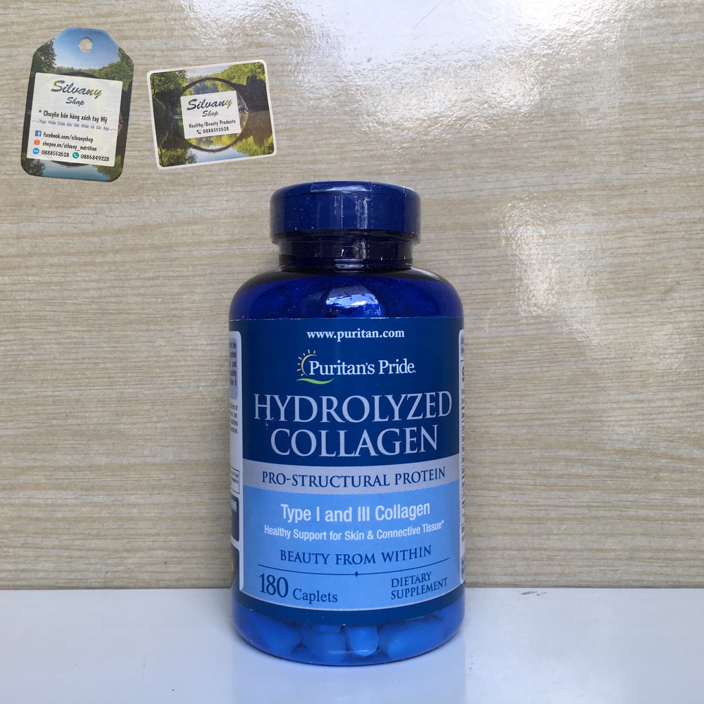 Collagen Hydrolyzed 1000mg Puritan's Pride - Collagen Thủy Phân Trắng Da, Mờ Nám - 180 Viên