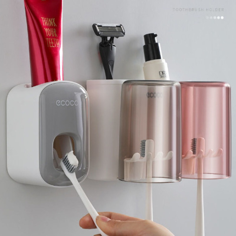 Giá Treo Bàn Chải Kem Đánh Răng Kèm 2 Cốc Ecoco 1924 Thông Minh Tiện Lợi Mẫu Mới Nhất