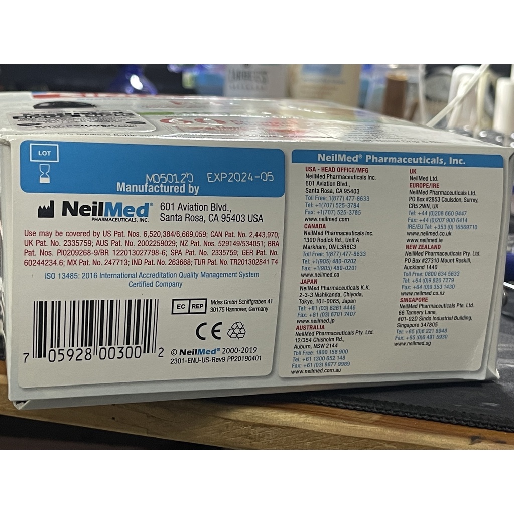 Bộ rửa mũi Neilmed trẻ em 1 bình 120ml kèm 60 gói muối.