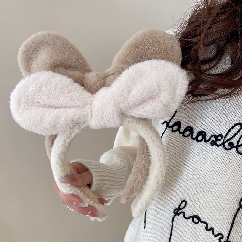 Băng Đô Tai Thỏ Bằng Lông Nhung Màu Sắc Ngọt Ngào Phong Cách Hàn Quốc Cho Nữ