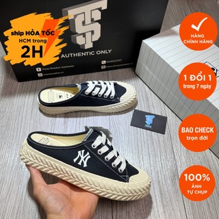 [HÀNG XẢ KHO CHÍNH HÃNG] Giày thể thao đạp gót MLB MULE BLACK FULL BOX TAG CHECK HIDDEN TAG
