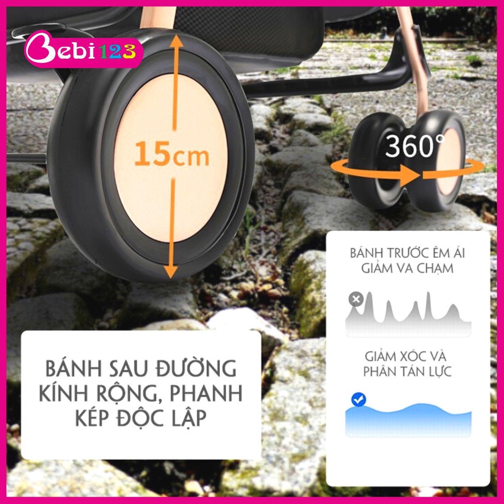 Xe đẩy Bò Sữa có mái che gấp gọn tiện lợi cho bé