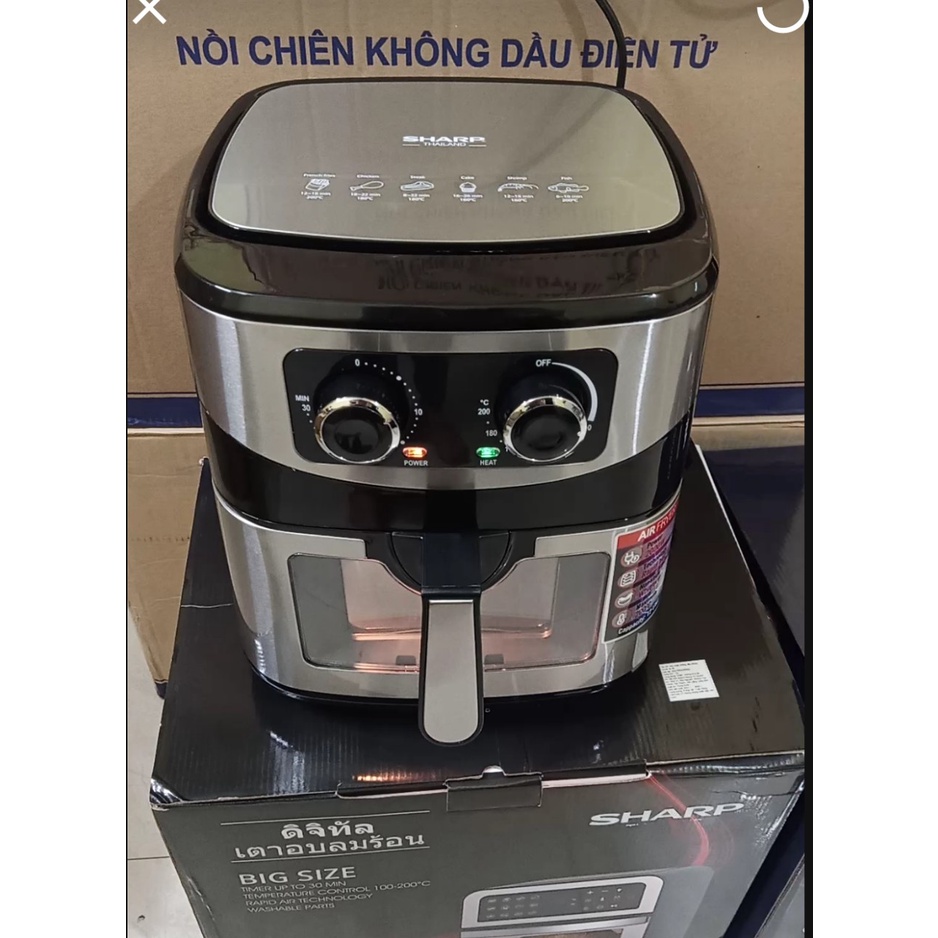 Nồi chiên không dầu sharp 10L, 12L có kính hàng chính hãng nhập khẩu Thái Lan