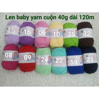 Cuộn len baby yarm, cỡ sợi 1.5mm sử dụng đan móc áo váy cho bé ,len mềm mịn.