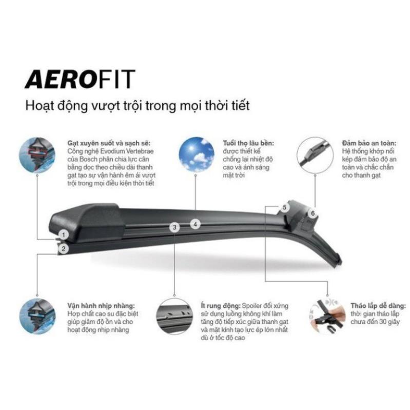 Gạt Mưa Ô Tô chính hãng ⚡️HÀNG CAO CẤP⚡️ BOSCH Mềm Siêu Sạch BOSCH AEROFIT Chính Hãng an toàn tiện lợi