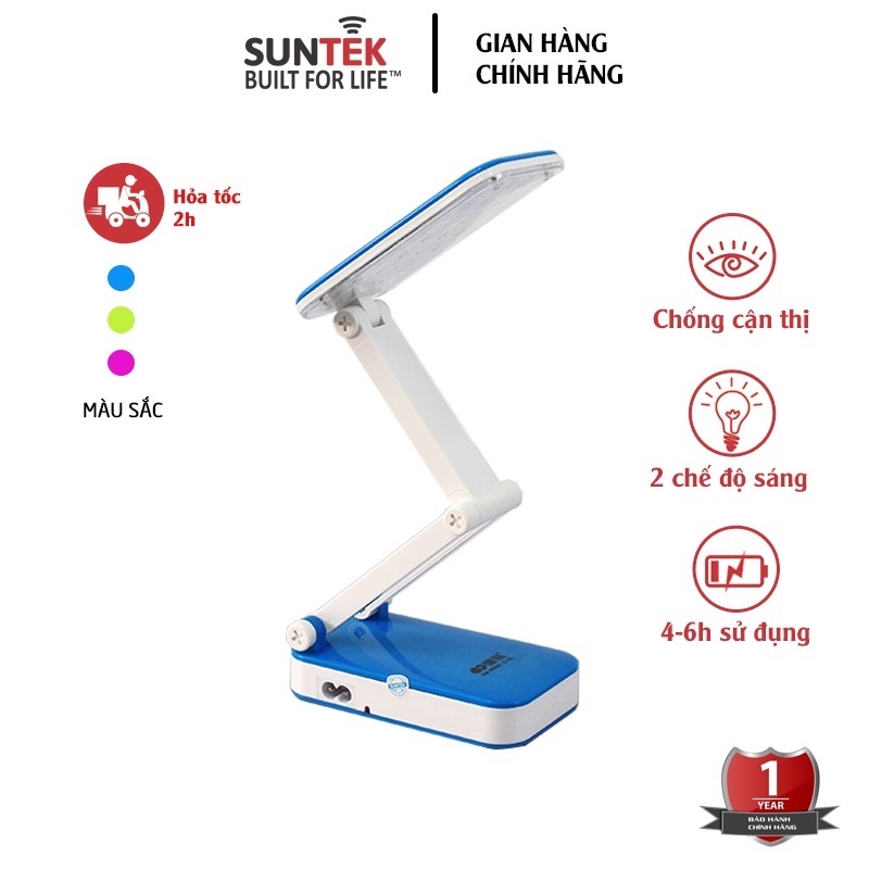 Đèn LED Tích Điện Để Bàn Gấp Gọn SUNTEK KM-6668C - Bảo hành Chính hãng 12 tháng