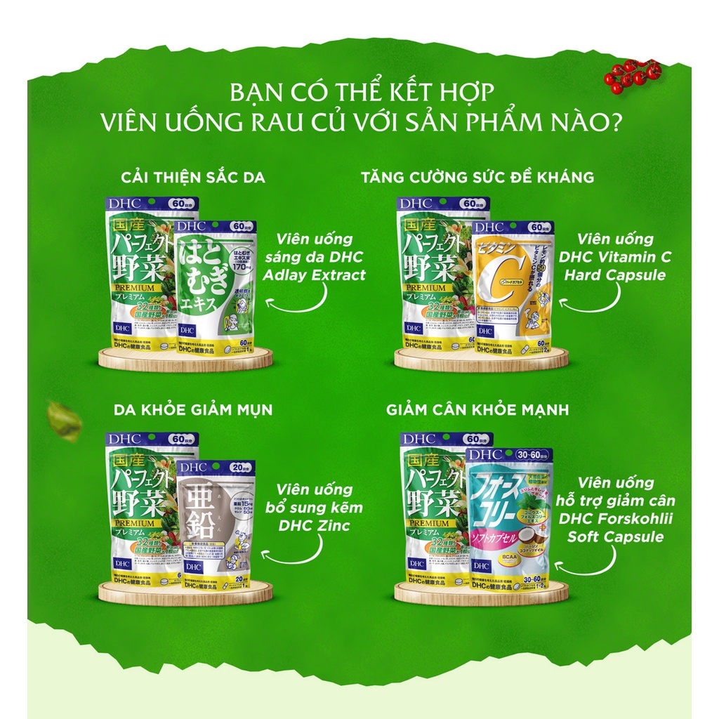 Viên Uống DHC Rau Củ Quả Tổng hợp Premium 15 Ngày 60v/gói