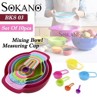 Bộ 10 món nhà bếp Đa Năng tiện dụng: Thau, rổ, rây bột, Muỗng đo lường
