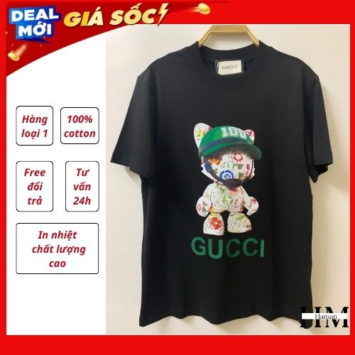 Áo thun GUCCI, áo thun kiểu nam nữ hot trend siêu cute cháy hàng, in nhiệt siêu bền, chất liệu cotton loại 1 size S M L