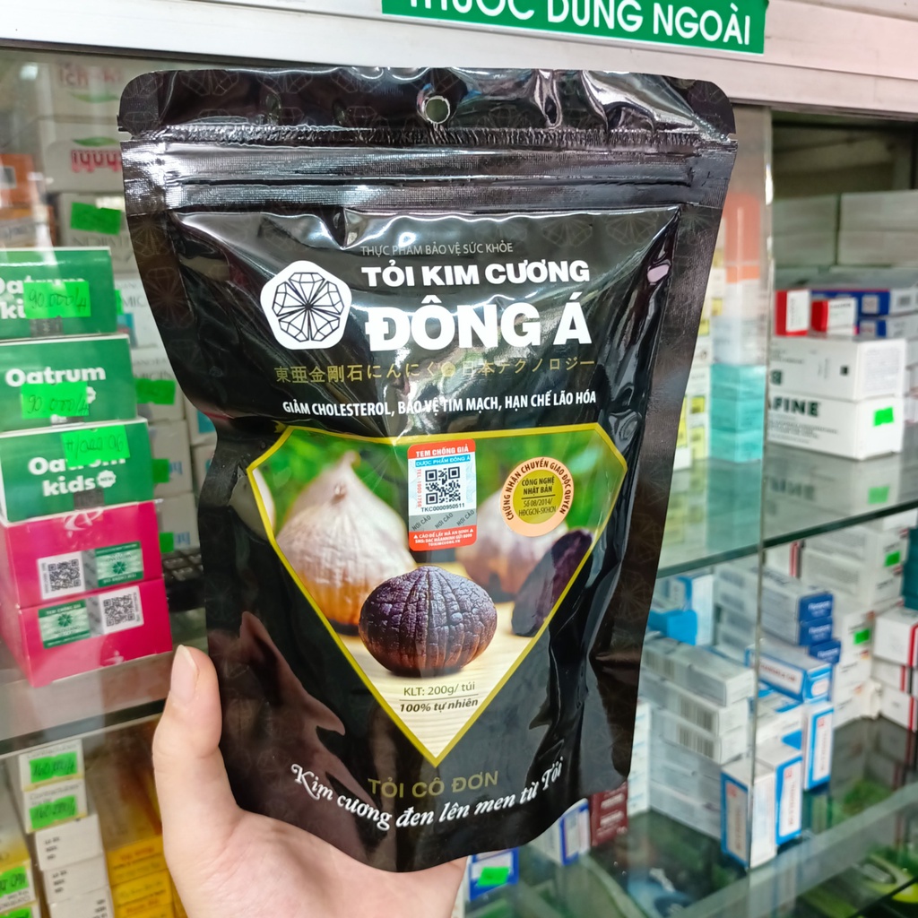 Tỏi Kim Cương Đông Á Túi 200g - Tỏi đen cô đơn một nhánh, SX theo công nghệ Nhật Bản
