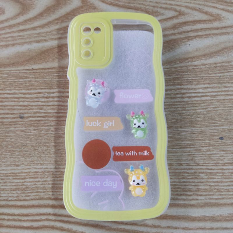 Ốp lưng Samsung A03S dẻo hình nổi siêu dễ thương viền lượn sóng bảo vệ camera