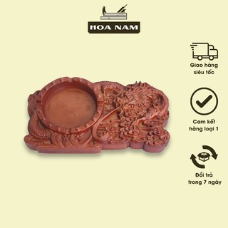 Gạt tàn thuốc rồng đúc nguyên khối gỗ hương cao cấp